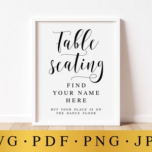 Table Seating, Find Your Name Here, Wedding Signs, Wedding Seating Sign, SVG Sign For Wedding, SVG Files, Wedding Prints, Wedding Printables