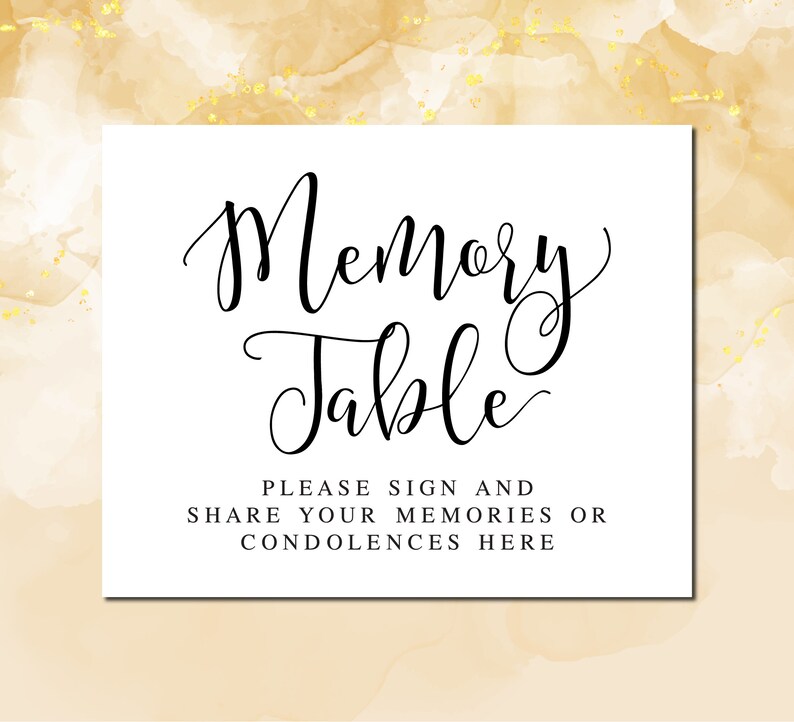 Memory Table Sign, Please Sign and Share Your Memories, Condolences ...
