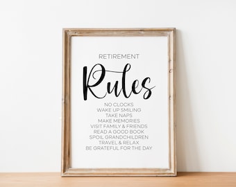 Retirement Rules Sign: Printable Retirement Party Decor (PDF & JPG)
