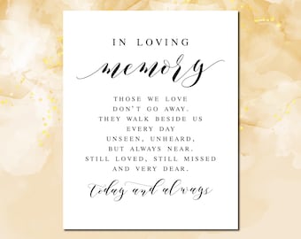 Memorial Sign: In Loving Memory Quote (PDF & JPG)