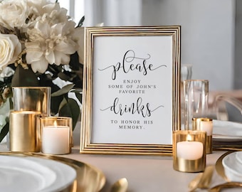 Memorial Drink Sign: Favorite Drinks In Loving Memory Of (PDF & JPG)