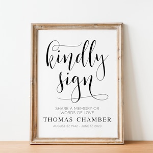 In Loving Memory Sign: Share a Memory, Funeral Decor (Digital Download)