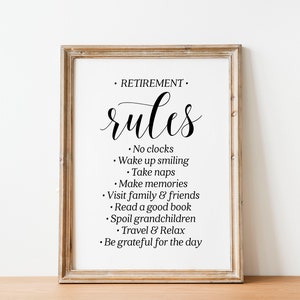 Retirement Rules, Retirement Gift Sign, Retiree Gift, Retirement Party ...