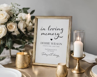 Funeral Memorial Table Sign: Minimalist In Loving Memory Print (Digital Download)
