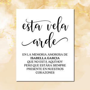 Spanish Memorial Sign: Esta Vela Arde Printable (Digital Download)