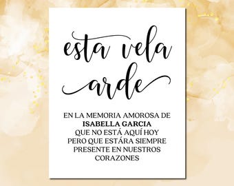 Spanish Memorial Sign: Esta Vela Arde Printable (Digital Download)