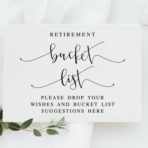 Retirement Bucket List, Bucket List Suggestions Here, Retirement Prints, Retirement Decor Sign, Retirement Printables, Reception Signs