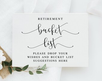 Retirement Bucket List Sign: Printable Decor (PDF & JPG)