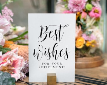 Letrero de fiesta de jubilación, con los mejores deseos, imprimible (PDF y JPG)