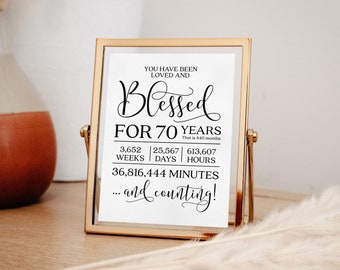 70th Birthday Sign: Loved and Blessed Printable (PDF & JPG)