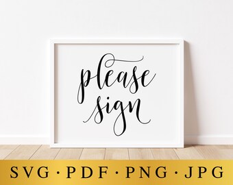 "Hochzeits-Gästebuchschild, ""Bitte""-Schild, Kalligraphie (Digitaler Download)"