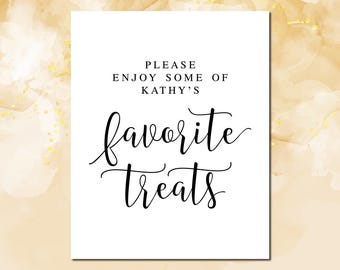Funeral Food Table Sign: Memorial Treats Bar (Digital Download)