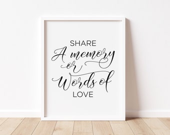 Memorial Sign: Share A Memory, Funeral Decor (Digital Download)