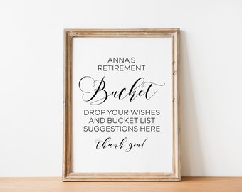Retirement Bucket List Sign, Party Wishes Sign (Digital Download)