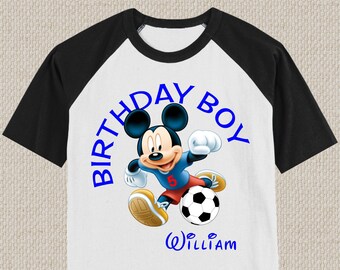 Mickey Mouse Soccer Birthday Shirt. Tshirt. Baby, Toddler, Youth and Adult Sizes. #1087