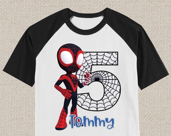 Spin Birthday Shirt. Spin Shirt, Mile Morales Birthday Shirt, Miles Morales Shirt, Spidey Birthday Shirt, Spidey Shirt, Spidey and Friends.