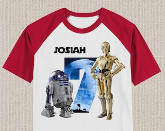 R2D2 & C3PO Star Wars Birthday Shirt. Baby, Toddler, Youth, Adult Sizes. Darth Vader. #1083