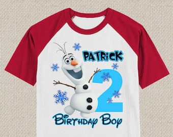 Chemise anniversaire Olaf. T-shirt La Reine des Neiges. Tailles bébé, tout-petit, jeune et adulte. #1077