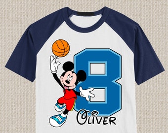 Mickey Mouse Basketball Birthday Shirt Tshirt. Baby, Toddler, Youth, Adult Sizes. #1044