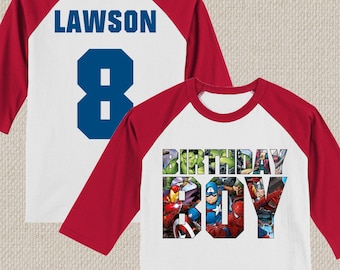 Avengers Birthday Shirt. Tshirt. Spiderman, Captain America, Hulk. Baby, Toddler, Youth, Adult Sizes. #1221