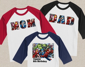 Avengers Birthday Shirts. Tshirt. Spiderman, Captain America, Hulk. Baby, Toddler, Youth, Adult Sizes. #1295