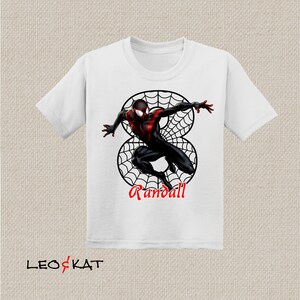 Camiseta de cumpleaños de Miles Morales. Camiseta de Los Vengadores, Spiderman. Tallas para bebé, niño pequeño, joven y adulto. N.° 1287 imagen 3