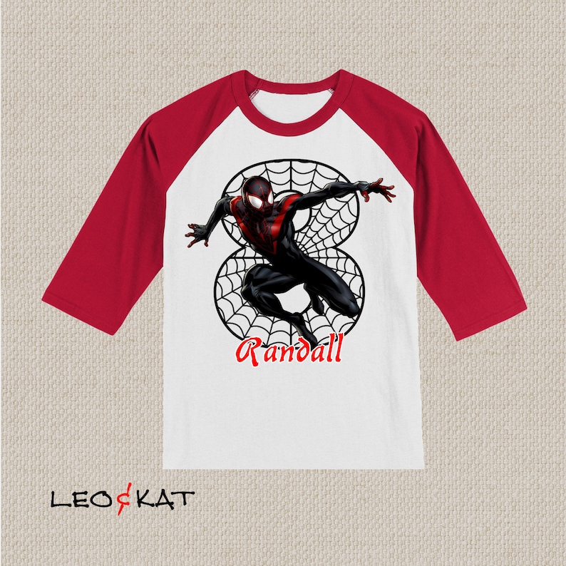 Camiseta de cumpleaños de Miles Morales. Camiseta de Los Vengadores, Spiderman. Tallas para bebé, niño pequeño, joven y adulto. N.° 1287 imagen 2