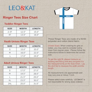 K&ouml;nnte beinhalten: Gr&ouml;&szlig;entabelle f&uuml;r Ringert-Shirts in den Gr&ouml;&szlig;en Kleinkind, Jugend und Erwachsene. Die Tabelle zeigt die Breite und L&auml;nge in Zoll f&uuml;r jede Gr&ouml;&szlig;e.