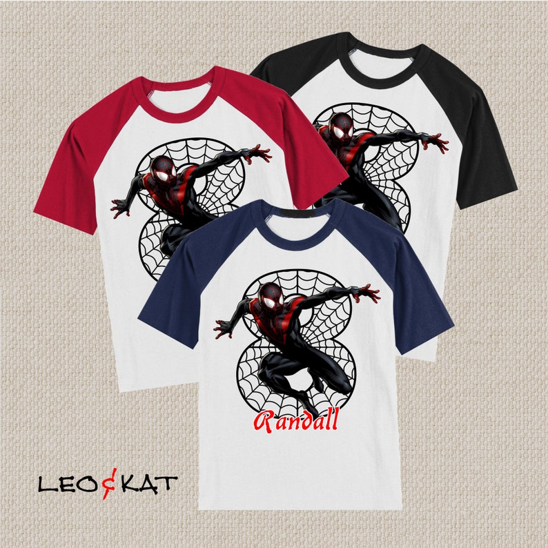 Camiseta de cumpleaños de Miles Morales. Camiseta de Los Vengadores, Spiderman. Tallas para bebé, niño pequeño, joven y adulto. N.° 1287 imagen 8