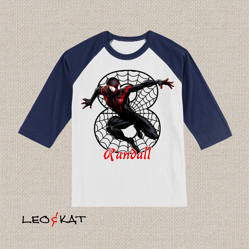 Camiseta de cumpleaños de Miles Morales. Camiseta de Los Vengadores, Spiderman. Tallas para bebé, niño pequeño, joven y adulto. N.° 1287 imagen 4