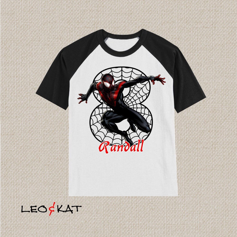 Camiseta de cumpleaños de Miles Morales. Camiseta de Los Vengadores, Spiderman. Tallas para bebé, niño pequeño, joven y adulto. N.° 1287 imagen 1