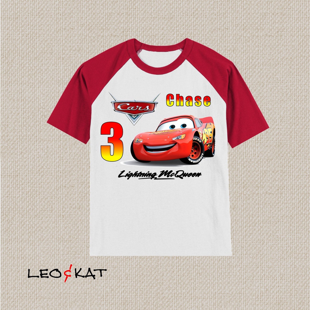 Camisa de cumpleanos de Cars Rayo McQueen. Camisetas Raglans Manga Corta y 3 4. Tallas para bebes ninos pequenos jovenes y adultos. Etsy Mexico