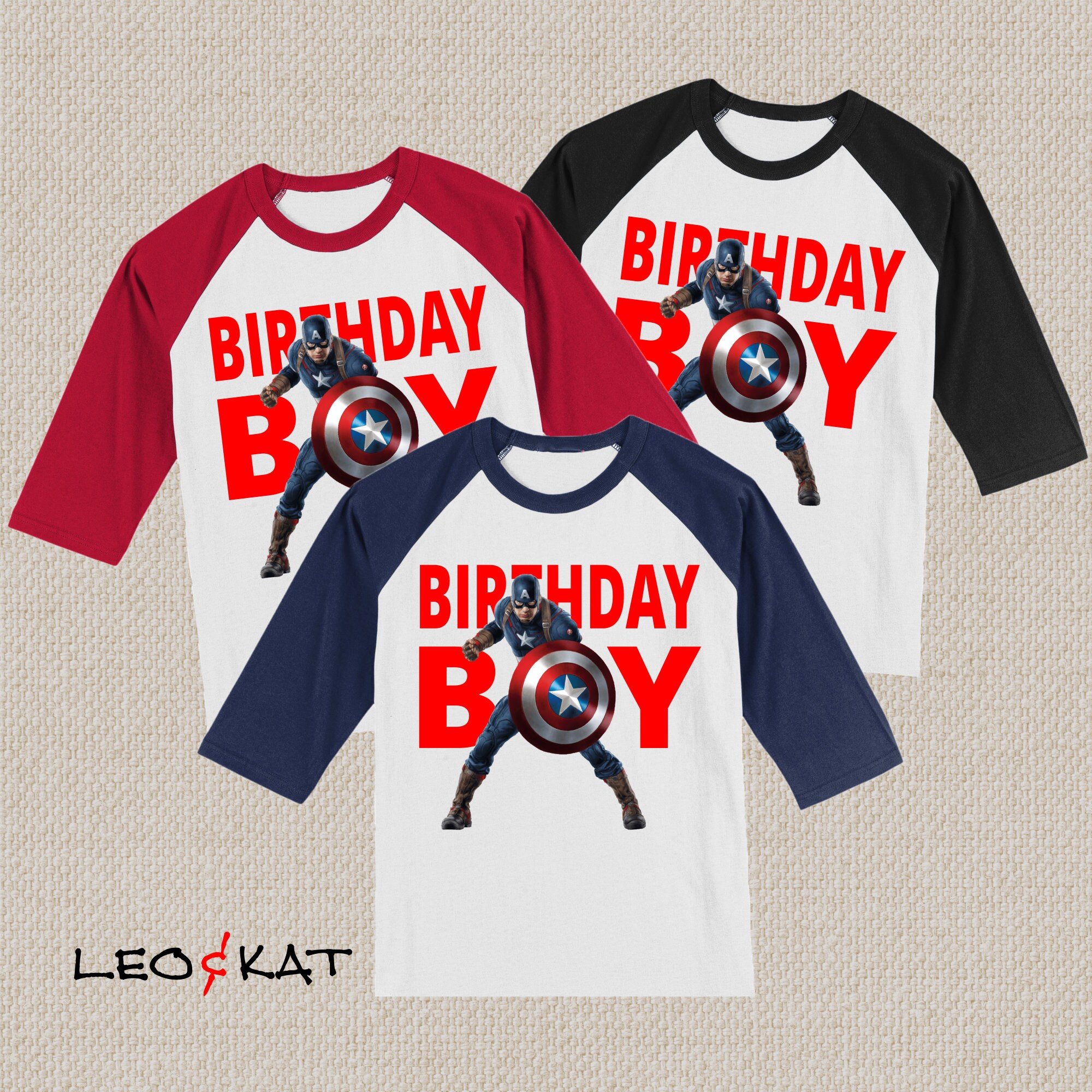 Camiseta de cumpleanos de superheroe de los Vengadores del Capitan America. Camisetas y raglan de manga 3 4. Tallas para bebes ninos pequenos jovenes y adultos. Etsy Espana