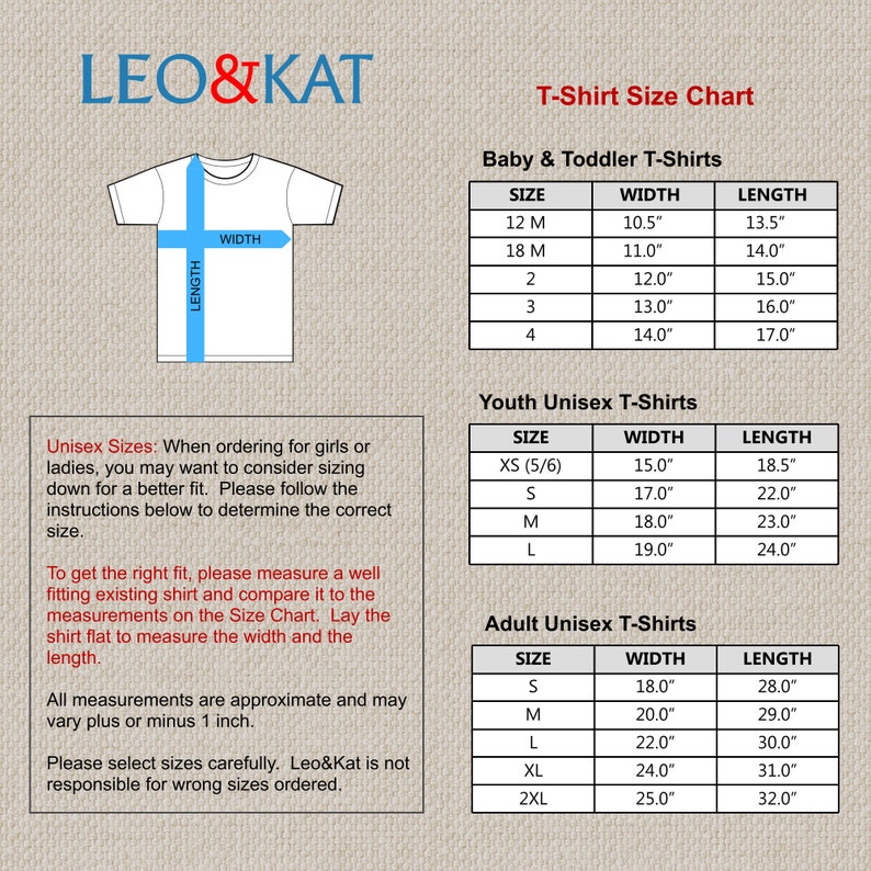 K&ouml;nnte beinhalten: T-Shirt Gr&ouml;&szlig;entabelle mit Ma&szlig;en in Zoll f&uuml;r Baby, Kleinkind, Jugend und Erwachsene. Die Tabelle enth&auml;lt die Gr&ouml;&szlig;e, die Breite und die L&auml;nge.