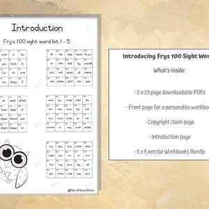 100 Fry Sight Words Exercise Worksheet Bundle - 5 Digital PDF ...