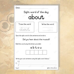 Dolch Sight Words Printable Worksheets for Grade 3 Learners - Etsy