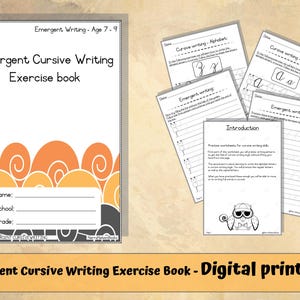 Emergent Cursive Writing Worksheet PDF | Tracing Patterns & Alphabet for Ages 7-9 |  Handwriting Practice for Homeschool and Classroom