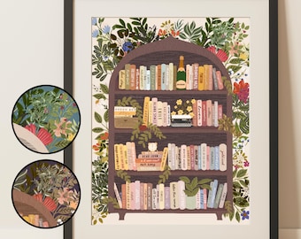 tswift subtle art print || floral bookshelf with song titles
