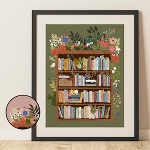 tswift subtle art print || floral bookshelf with song titles