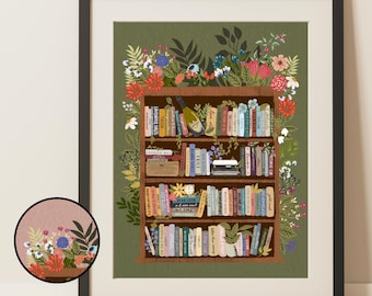 tswift subtle art print || floral bookshelf with song titles
