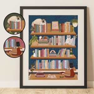 tswift subtle art print || bookshelf with cats plants song titles