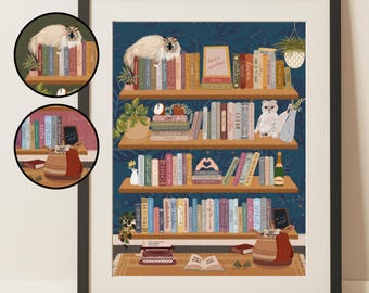 tswift subtle art print || bookshelf with cats plants song titles