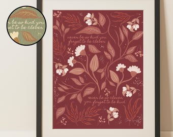 tswift subtle lyric art print || &quot;never be so kind&quot; marjorie evermore quote