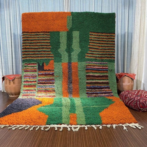 Vintage Moroccan Rug Handwoven Wool Area Rug Colorful Etsy