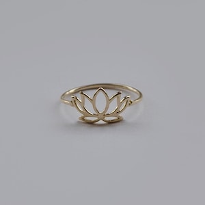 14k Solid Gold Lotus Ring | Minimalist Ring Real Gold | Dainty Stacking Ring | Elegant Statement Ring Gift for Her