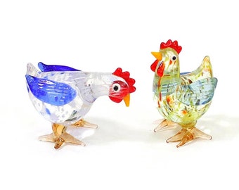 Handgefertigte Glas Huhn - Henne - Ornament - Art