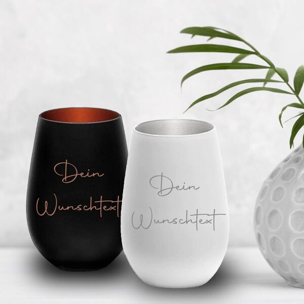 Windlicht Glas -Wunschtext- personalisiertes Geschenk mit Gravur