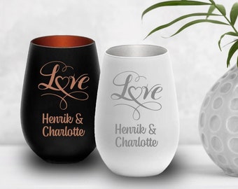 Windlicht Glas -LOVE- personalisiertes Geschenk mit Gravur