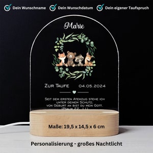 Taufgeschenk Waldtiere Nachtlicht personalisiert // Geschenke zur Taufe // Nachtlicht für Kinder // Geschenk Taufe Patenkind // NL079 Mit Taufspruch