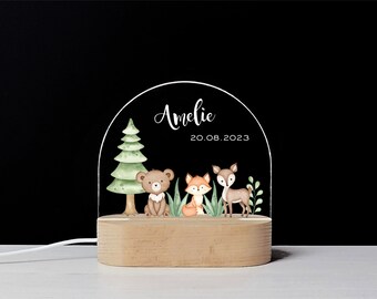 Nachtlicht Waldtiere // Babygeschenke zur Geburt // Nachtlicht personalisiert // Personalisierte Babygeschenke // Still Licht  // NL055